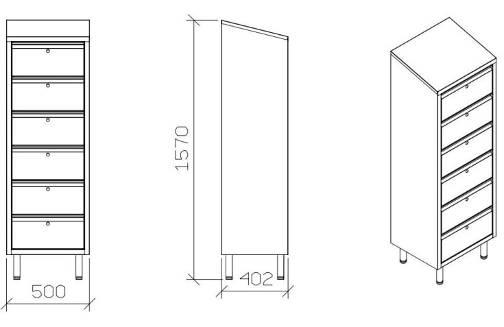 Armoire de rangement inox 5 tiroirs  - 43397727-216167475.jpg