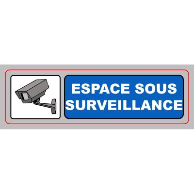 Panneau PVC adhésif - 170x50 mm - espace sous surveillance