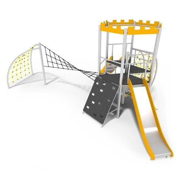 Tour de jeu château avec toboggan et filet d'escalade - Acier inoxydable - 46578578-426778332.jpg