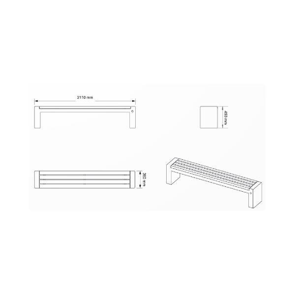 Schéma : ES: Assise en bois épicéa, agrégat en relief