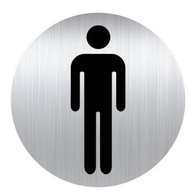 Panneau rond 80mm aluminium adhésif - toilettes hommes