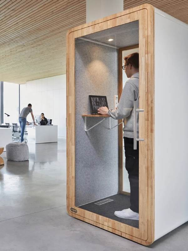 Cabine acoustique pour bureau - 1 personne - 2 faces vitrées - Capacité d'absorption -37 dB - Ventilation intégrée 42 m³/h  - 52353265-782141527.jpg