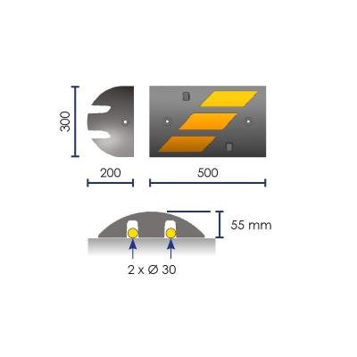 Ralentisseur modulaire - Noir/Jaune - H.55 m