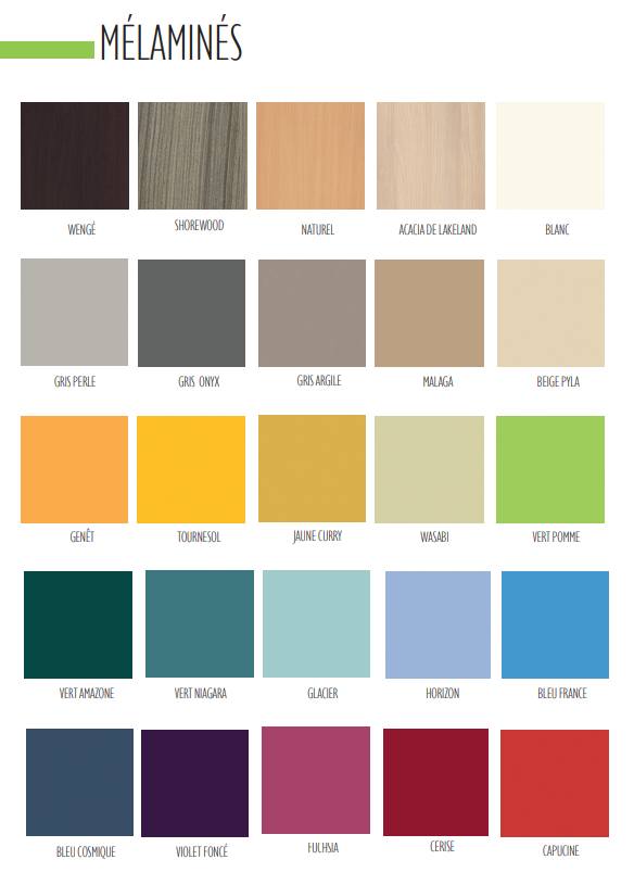 Nuancier (coloris à préciser lors de la commande)