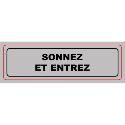 Panneau PVC adhésif - 170x50 mm - sonnez et entrez