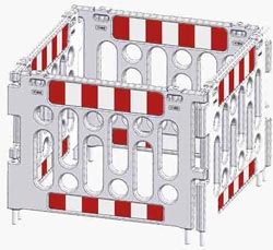Barrière de chantier carrée avec bandes réfléchissantes - 57115422-427213832.jpg