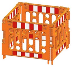 Barrière de chantier carrée avec bandes réfléchissantes - 57115422-455146188.jpg