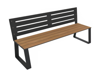 Banquette en acier et compact HPL – 1 place - Effet Lames - Structure anthracite - L.700 x P.535 x H.410 mm - Coloris au choix  - 57178724-177964441.jpg