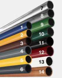 Coloris Piétements<br><br>1 Bleu Gentiane 5010<br>2. Jaune de Sécurité 1003<br>3. Marron Chocolat 8017<br>4. Gris Basalte 7012<br>5. Jaune Colza 1021<br>6. Anthracite 7016<br>7. Aspect Aluminium 310<br>8. Gris Martelé<br>9. Vert Pin 6028<br>10. Vert Mouss