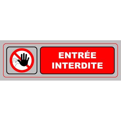 Panneau PVC adhésif - 170x50 mm - entrée interdite