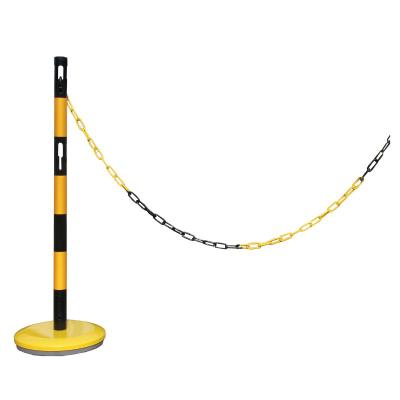 Extension pour poteaux acier base lestée noir/jaune avec 2m de chaine