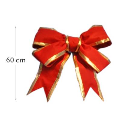 Noeud - rouge et doré - Hauteur : 60 cm