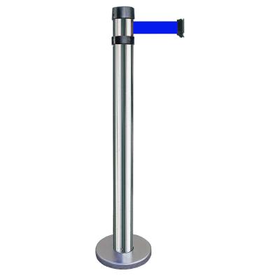 Poteau chromé base standard - sangle 2m bleue