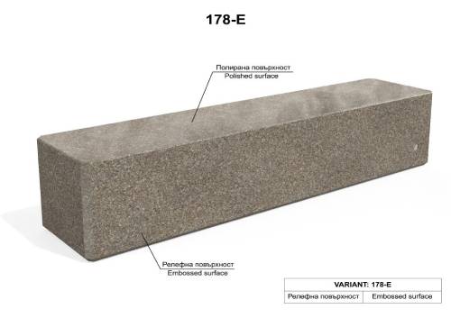 E:  Assise agrégat poli et côtés en relief
