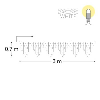 leds blanc chaud (30 flash) - fil blanc - Avec alimentation
