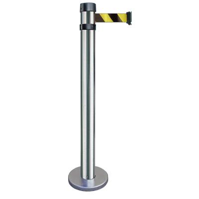 Poteau chromé base standard - sangle 2m noire/jaune