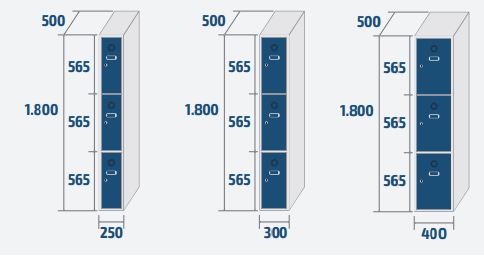 Vestiaire 3 casiers (1 colonne)