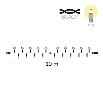 100 leds blanc chaud (50 flash) - fil noir