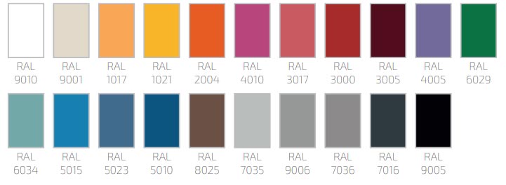 Nuancier (coloris à préciser lors de la commande)