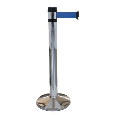 Poteau chromé base standard - sangle 4m bleue