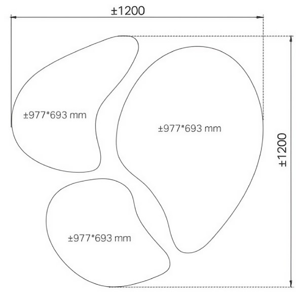 Panneau acoustique mural - Forme pétale - Fixation à système aimanté - Épaisseur : ± 40 mm - Coefficient d’absorption : αw = 1 (classe A)  - 64974765-511126539.jpg