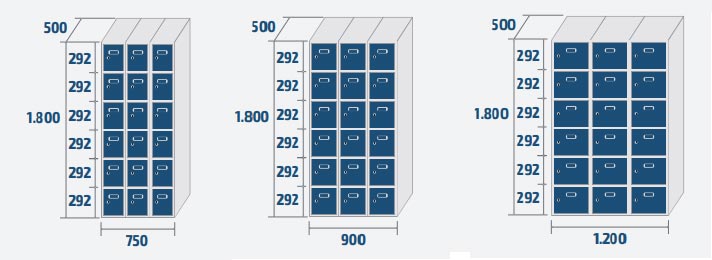 18 casiers (3 colonnes)