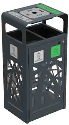 Corbeille de tri anti-nuisibles avec cendrier 2 x 60L  CYBEL  - 66492147-847789912.jpg