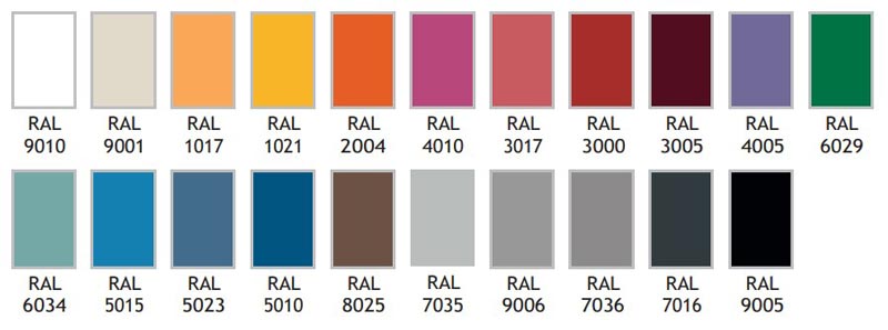Autres RAL sont disponibles sur demande