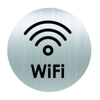 Panneau rond 80mm aluminium adhésif - zone wifi