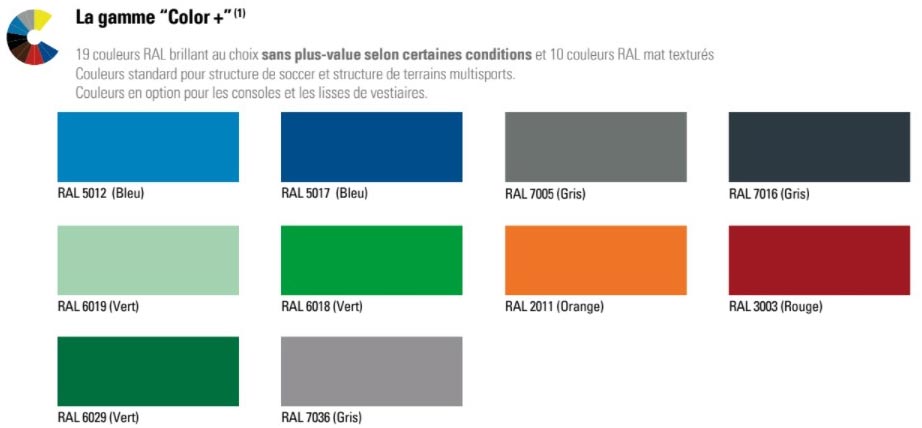 Nuancier (à préciser lors de la commande) 