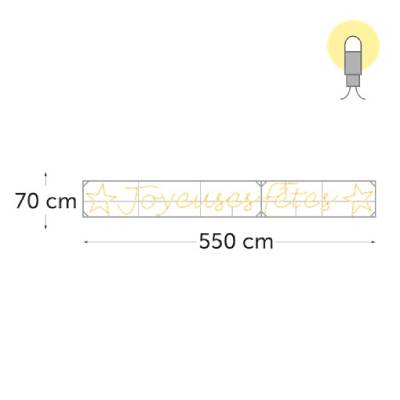 Joyeuses fêtes illuminé - leds blanc chaud