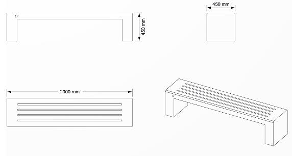 Schéma : E: Assise agrégat poli - Côtés agrégat en relief