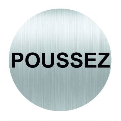 Panneau rond 80mm aluminium adhésif - poussez