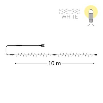 100 leds blanc chaud - fil blanc -  avec alimentation