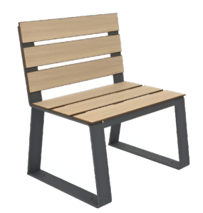 Banquette sans dossier en acier et bois compact HPL - A lames – 1 place - Structure métal anthracite - L.700 x P.535 x H.410 mm - Coloris assise au choix - 77447122-127615789.jpg