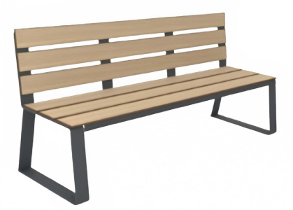 Banquette sans dossier en acier et bois compact HPL - A lames – 1 place - Structure métal anthracite - L.700 x P.535 x H.410 mm - Coloris assise au choix - 77447122-352522182.jpg