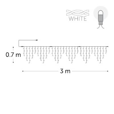 3 x 0.7 m - 150 leds blanches - avec alimentation