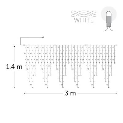 leds blanches (60 flash) - fil blanc - Avec alimentation