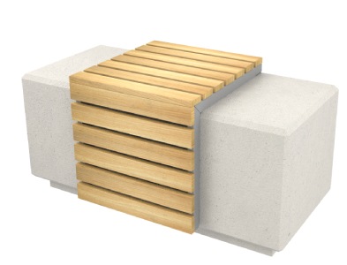 Béton / Blanc sablé - Gris mat RAL 9006 – Lame bois