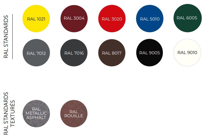 Nuancier : Coloris disponibles