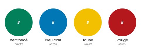 Coloris standards<br>Autres coloris disponibles sur demande (voir nuancier en pièce jointe)