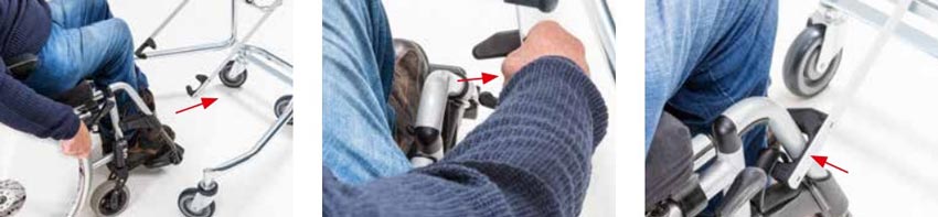 <b>Attelage facile </b> <br> Compatible avec de nombreux types de fauteuils roulants (électriques et manuels). <br> Une fois attelés, les deux éléments forment une unité de déplacement synchronisée.