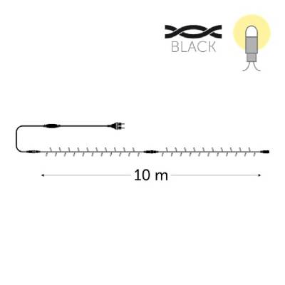 100 leds blanc chaud - fil noir - avec alimentation