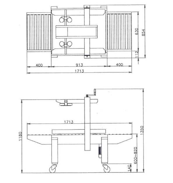 Scotcheuse semi-automatique de cartons - Vitesse : 23 m/min - Puissance : 0,45 kW - Dimensions : L.1713 x l.854 x H.1350 mm - 8615240-559754333.jpg