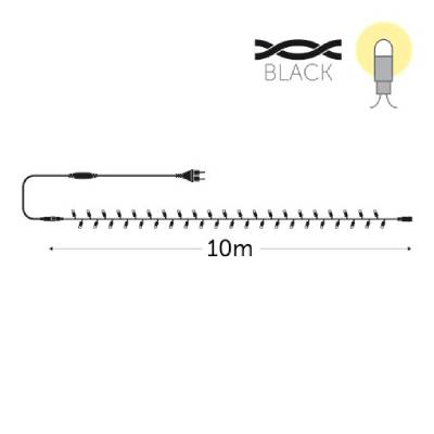 100 leds blanc chaud - fil noir - Avec alimentation