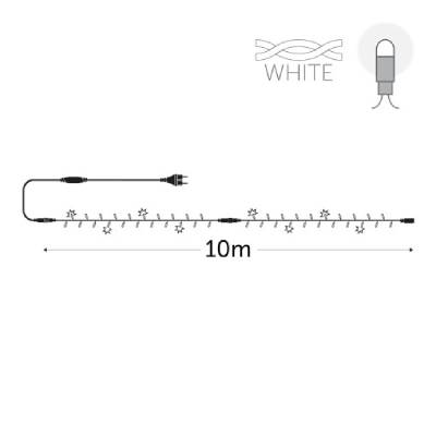 10 m - 100 leds blanches - fil blanc