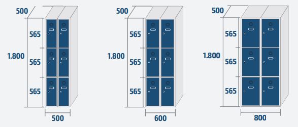 Vestiaire 6 casiers (2 colonnes)