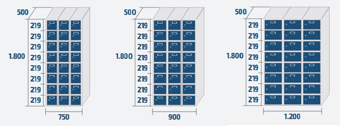 24 casiers (3 colonnes)