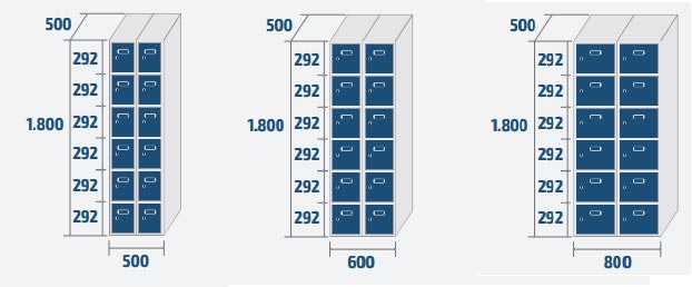 12 casiers (2 colonnes)