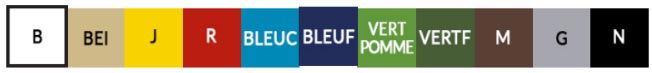 Couleurs disponibles : (à préciser lors de la commande)